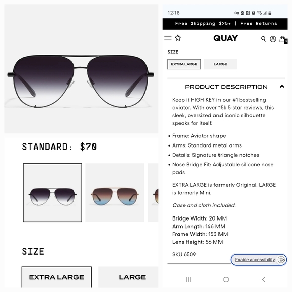 NWT QUAY of Australia Sunglasses "High Key" Aviator Black Fade w/ Case & Cloth - Picture 3 of 12